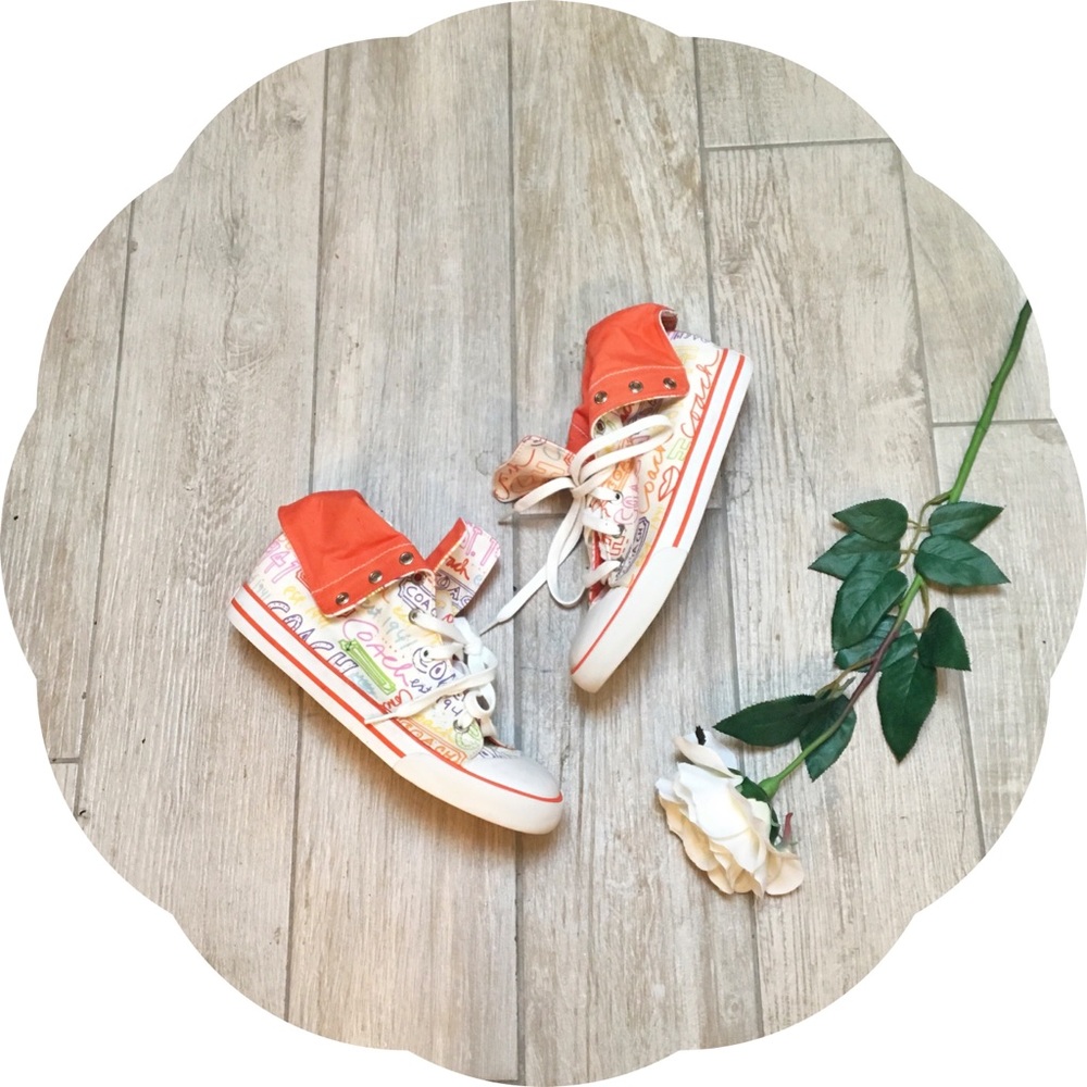 Rare Coach Graffiti Orange High Top Sneakers